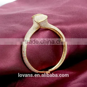 New Design 925 Sterling Silver Gold Plated Bangle SBG024Y thumbnail-3