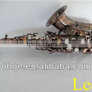 Woodwind Musical Instrument Curved Bell Children Antique Red Finish Bb Brass Soprano Saxophone--335 thumbnail-1