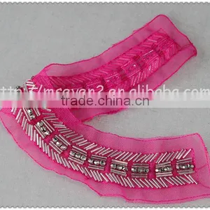 2016 New Design Handmade Red Net Fabric Beaded Collar, Crystal Tube Round Beads Collar thumbnail-4