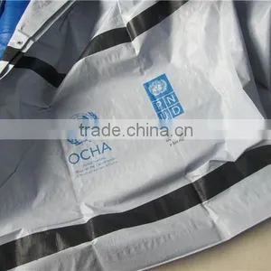Covering Refugee Tarpaulin, High Tensile Relif Tent Tarpaulin, Black Stripe Reinforced Tarpaulin thumbnail-2