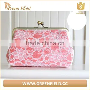 Popular Woven Pink Lace Lady Clutch Bag Dinner Party Handbag thumbnail-2