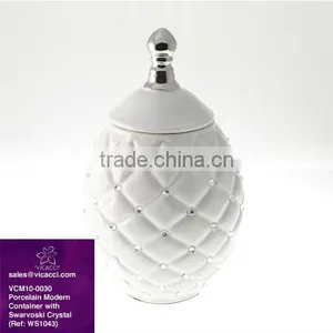 White Porcelain Modern Container With Lid for Home Decoration thumbnail-1