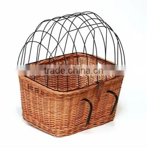 Wicker Bicycle Pet Traveler Carrier With Wire Top thumbnail-1