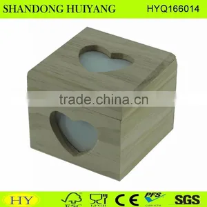 Natural Unfinished Decorative Note Card Wooden Box With Lid thumbnail-1