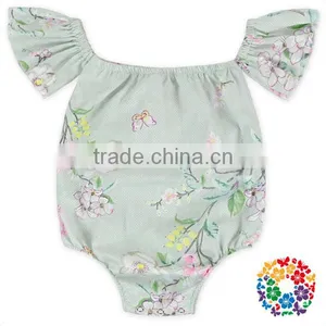 Infant Baby Floral Cotton Boho Short Sleeve Romper Open Snap Crotch Bodysuit thumbnail-1