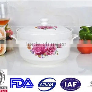8" Porcelain Microwave Cooking Pot With Porcelain Lid thumbnail-2