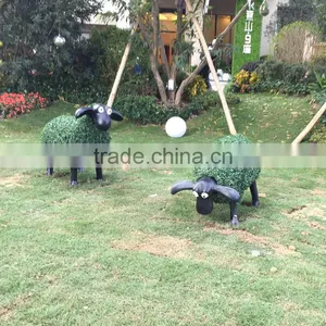 Fiberglass Goat Statue With Artificial Grass thumbnail-2