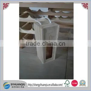 Unfinished Cheap Sliding Lid Pine Wood Single Wine Box thumbnail-1