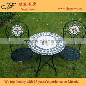 Outdoor Flod Furniture Ceramic Mosaic Garden Coffee Table Set Designs thumbnail-1