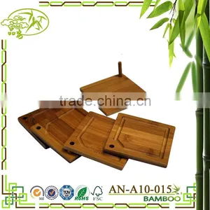 HealthPro Bar 5 Piece Organic Moso Bamboo Heavy Duty Round & Square Coaster Set thumbnail-1