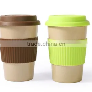 Organic Natural Rice Husk Mug and Cups With Silicone Lid+sleeve thumbnail-3