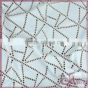 Geometric Cotton Embroidery Fabric, Hollow Out Embroidered Metallic Cotton Lace Fabric thumbnail-1