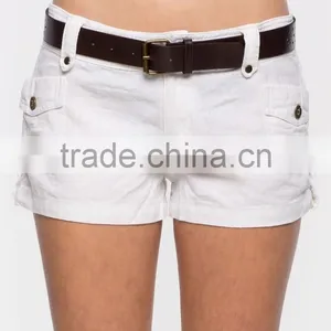 Summer Nice Design Women White Belted Linen Shorts Wholesale thumbnail-5