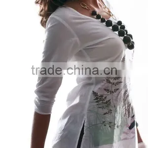 Ladies White Printed Blouse thumbnail-1