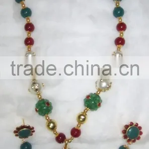 Gold Plated Pearl Beads Pendant Necklace EARRING Set thumbnail-2