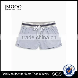 MGOO Hot Sale Women Summer Blue Striped Shorts Sports Running Cotton Drawstring Short Pants thumbnail-1