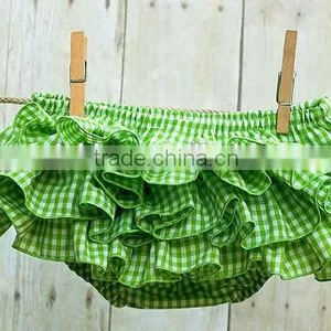 New Design Kids Boutique Clothing Baby Cotton Diaper Cover Bloomers Baby Girl Soft Gingham Underwear Ruffle Shorts thumbnail-3