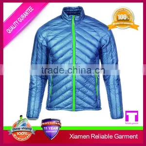 Blue Colour Long Sleeve Leather Men Down Jacket thumbnail-1