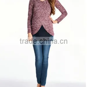 Long Sleeve Maternity Clothes and Nursing Breastfeeding Tops thumbnail-4