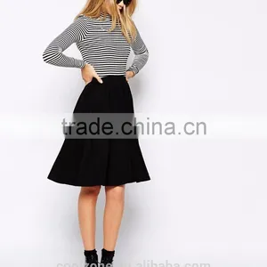 Latest Skirt Design Midi Skater Skirt Fashion Pleated Stretch Lady Skirt thumbnail-5