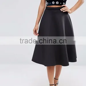2016 Unlined Design Zip-back Fastening Lady Skirt Fashion Midi Umbrella Skirt Wholesale thumbnail-4