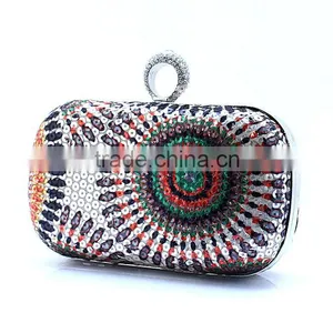 R0023H Elegant Women Crystal With Rings Clutch Evening Bag thumbnail-2