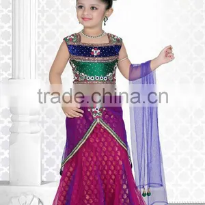 Deep Pink Color Benaras Cloth All Over Stylish Lehenga Sizzling Girls Ready Made thumbnail-1