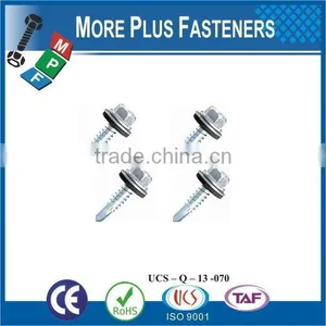 Taiwan #12-14 x 2" Hex - Unslotted Hex Washer Head Epoxy #3 410 Stainless Steel Bonded Sealing Washer Self-Drilling Screw thumbnail-5