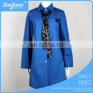 Spread Collar Fashion Style Women Long Shirts With Sequins Tie thumbnail-1