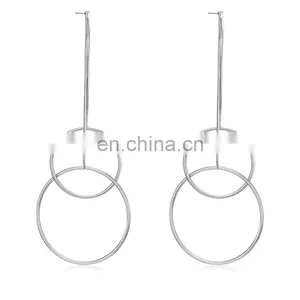 Fashion Metal Earring Long Drop Earring With Circle thumbnail-2