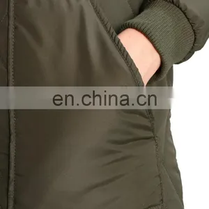 Factory 100% Polyester Women Quilted Long Damiond Quilted Jacket thumbnail-6