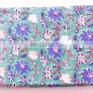 Indian 2017 Hand Block 100% Cotton Fabric Crafting Dressmaking Sewing Fabric By Meter Natural Vegetable Print Fabric thumbnail-2