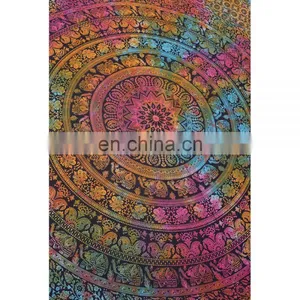 Multicolor Bohemian Hippie 100% Cotton Twin Size Wall Hanging Good Looking Tapestry thumbnail-1
