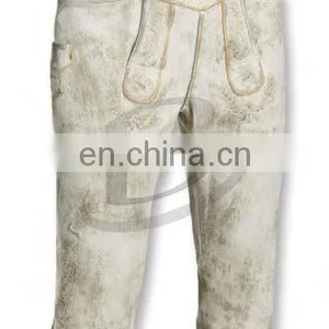 Lederhosen, Kniebund Hosen, Men Ledersosen Trachten Lederhosen Leather Pants With Suspenders(Bavarian Garments) thumbnail-1