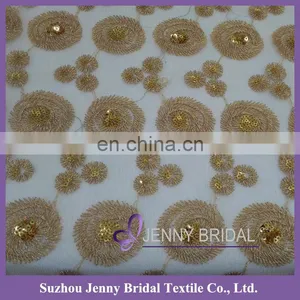 TR019A Jenny Bridal Gold Sequin Embroidered Wedding Table Runners thumbnail-4