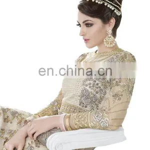 2017 Wedding Engagement Wear Anarkali Net Gown ( Heavy Embroidery Work Semi-Stitched Dress Material ) thumbnail-3