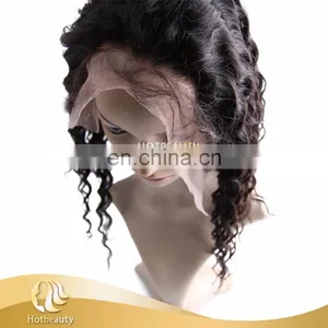360 Frontal Lace Closure With Bundles Natural Remy Extensions Hair Deep Wave thumbnail-2