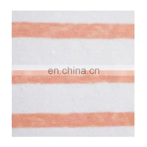 Remnants 100% Linen Stripe Print Jersey Fabric for Garments thumbnail-1