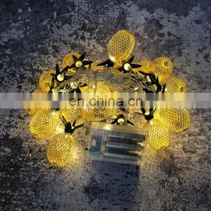 Party Decoration 20Leds 3Meters Battery Powered Pineapple Copper Wire Warm White Led String Lights thumbnail-5