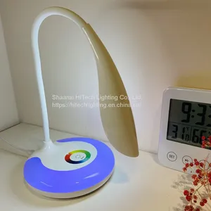 USB Rechargeable LED Desk Lamp Touch Switch White Color Lighting LED Reading Table Lamp With Colorful Night Light For Bedside thumbnail-2