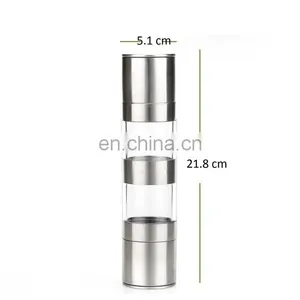 Stainless Steel With Adjustable Ceramic Grinding Mechanism Clear Acrylic Body Salt And Pepper Grinder thumbnail-5