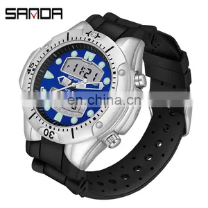 Sanda 3009 New Design Men LED Digital Watch Functional Waterproof Sport Watches Hip Hop thumbnail-1