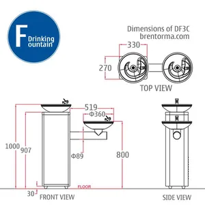 DF3BC Floor Mount Bi-Level Stainless Steel Drinking Fountain thumbnail-4