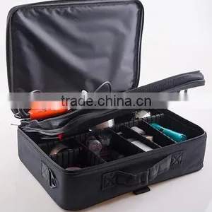 Hard Shell Professional Polyester Makeup Case,black Nylon Beauty Train Case Bag,cosmetic Travel Carry Case Bag thumbnail-3