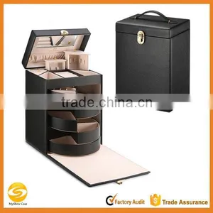 Black OEM Faux Leather Jewelry Storage Box,jewelry Travel Carrying Case,leather Jewelry Display Case thumbnail-1