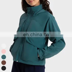 New Breathable Hidden Zipper Pockets Coat Custom Hooded Windbreaker Outdoor Jacket Women Windproof Waterproof Softshell Jacket thumbnail-3