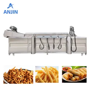 Fully Automatic Continuous Frying Machine | High-Capacity Electric Snack Fryer Line ANJIN FOOD MACHINERY thumbnail-1