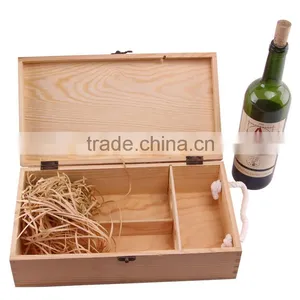 High Quality Custom Wholesale Natural Pine Wood Wine Box for Double Bottles thumbnail-4