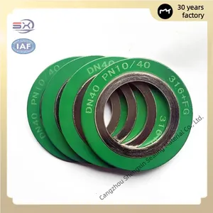 These SS304 Metal-Graphite Spiral-Wound Gaskets, Compliant With 6A Standards, Feature Robust Inner and Outer Rings thumbnail-1