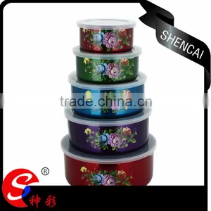 Factory Indan Kitcheware Colorful Stainless Steel Food Containers Set With Lid thumbnail-1